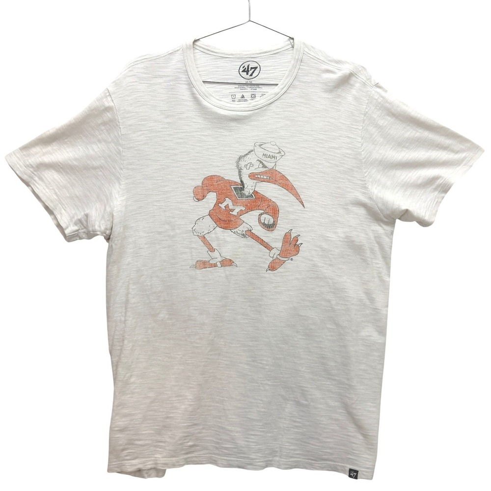'47 Mens Miami Hurricanes T-Shirt Size M White Sebastian Ibis Vintage NCAA